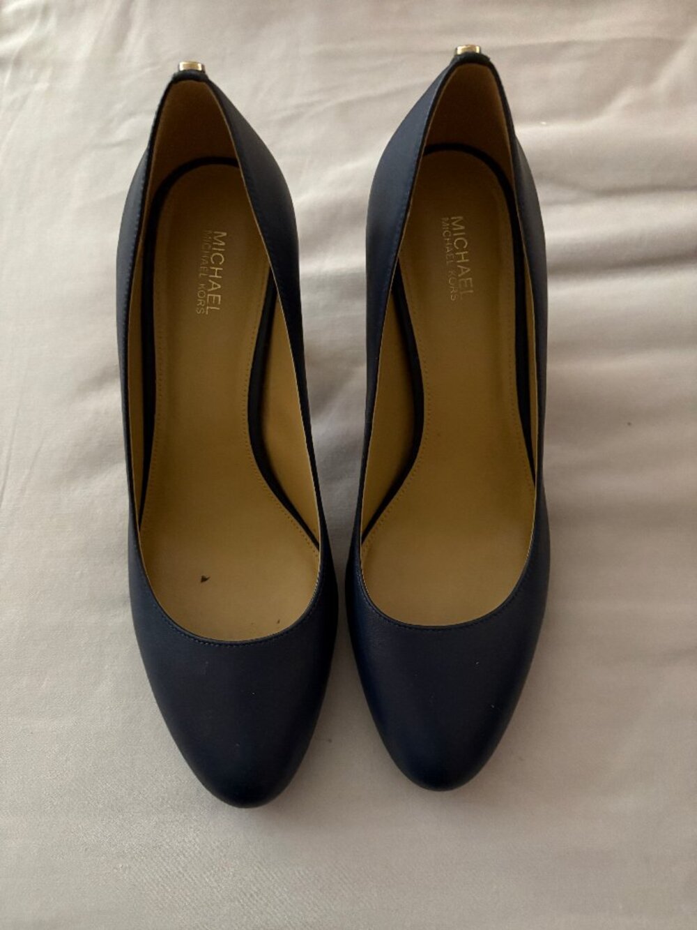 Michael Kors Navy Leather Pumps Women’s Size 10M Block Heel